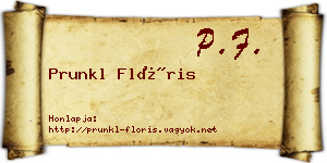 Prunkl Flóris névjegykártya